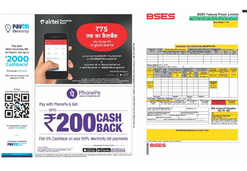Paper Outdoor BSES Bills Advertisement, in East And South Delhi